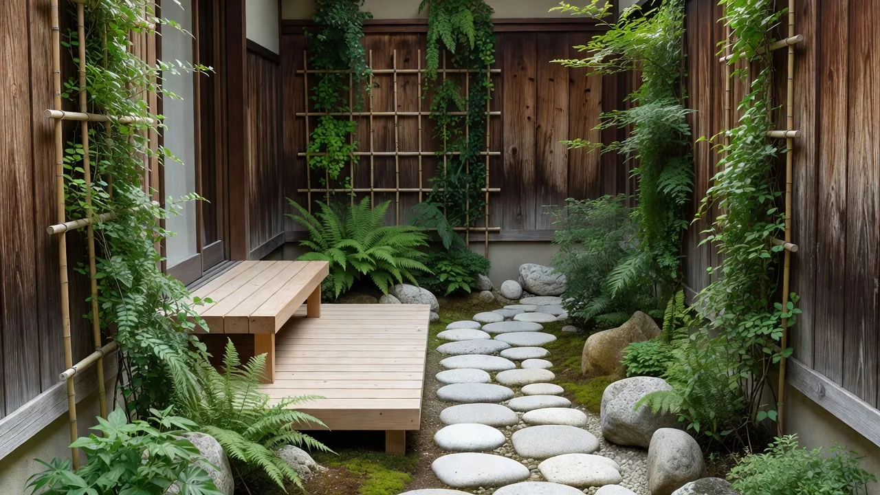 住宅の細長い側庭を活かしたすっきりとした植栽デザイン