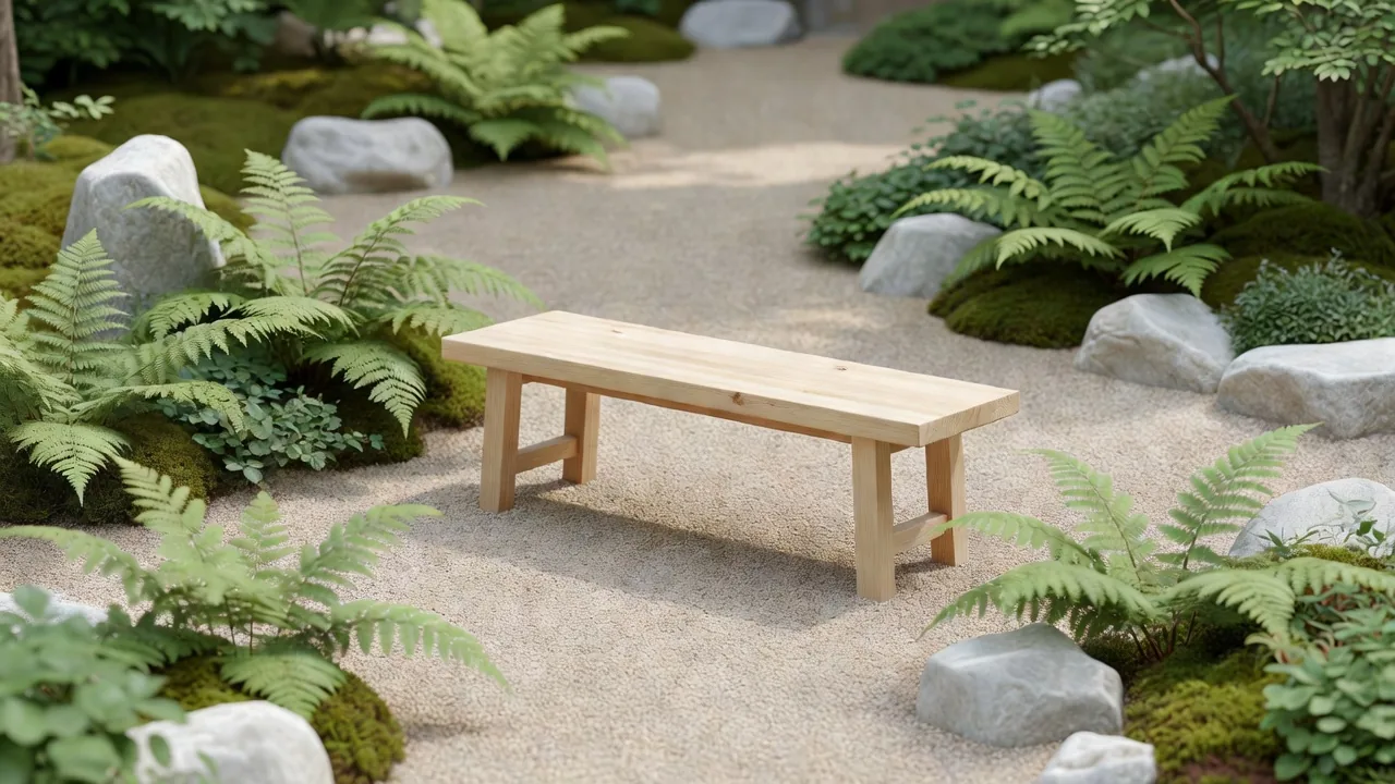 庭のベンチと植栽